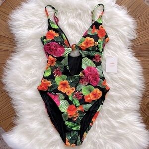 Andie Swim Santorini Knot Keyhole One Piece Swimsuit‎ Size XS Tropical Beach NEW